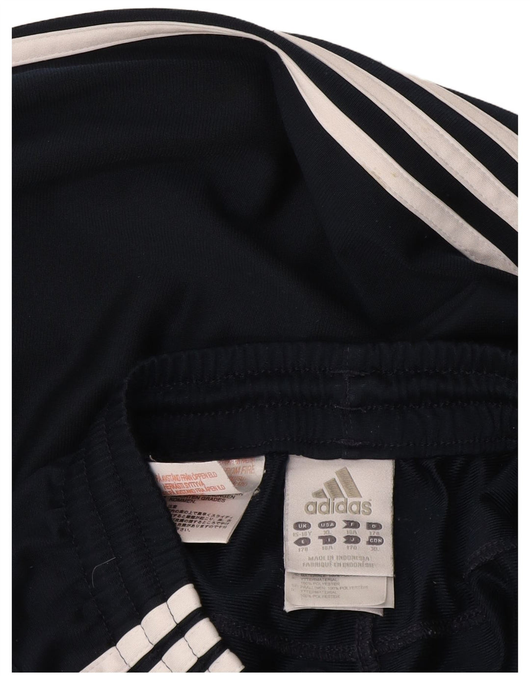 Pantaloni della tuta da ragazzo Adidas 15-16 anni in poliestere color block blu navy