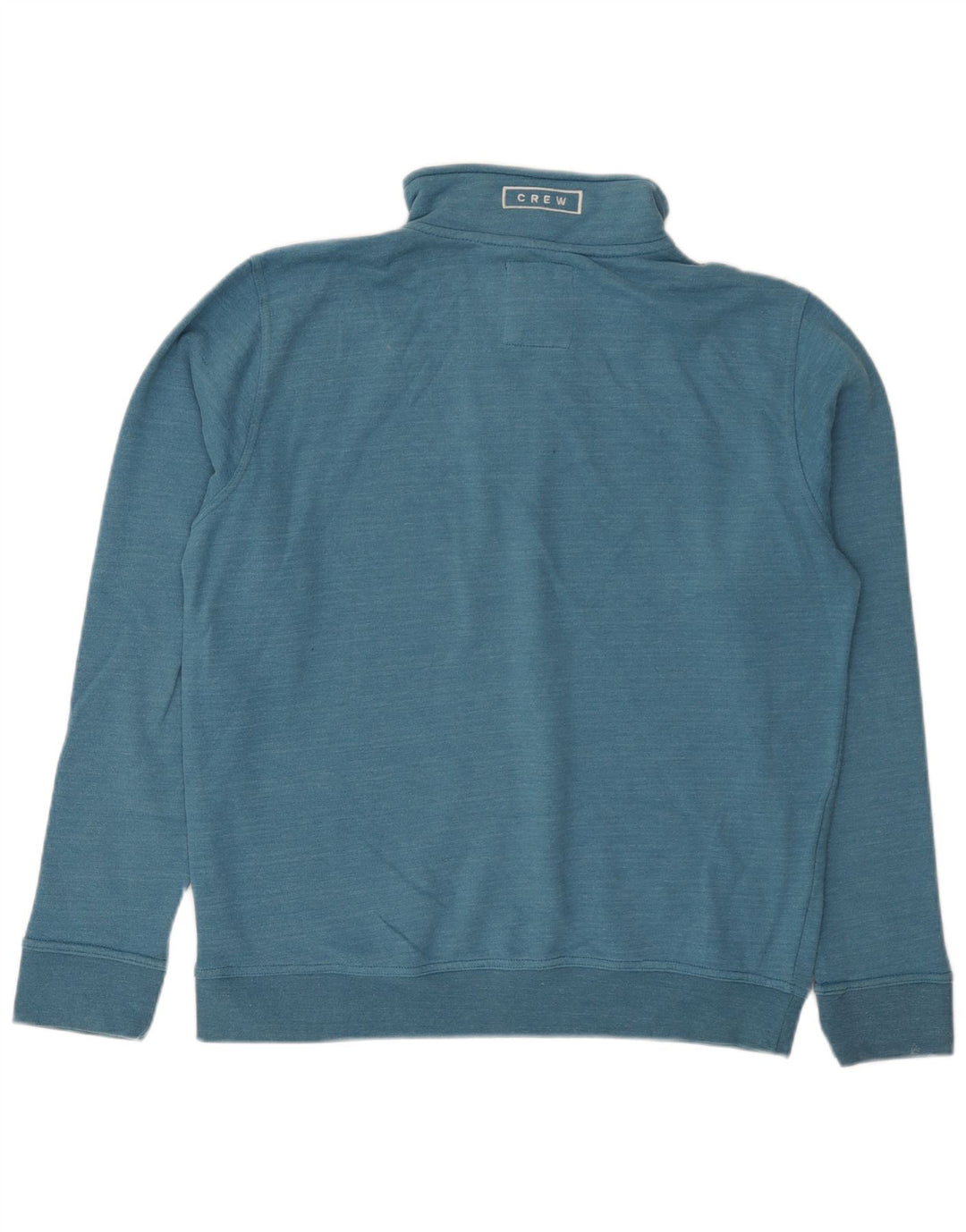 CREW CLOTHING Felpa da uomo con zip e collo maglione grande in cotone blu