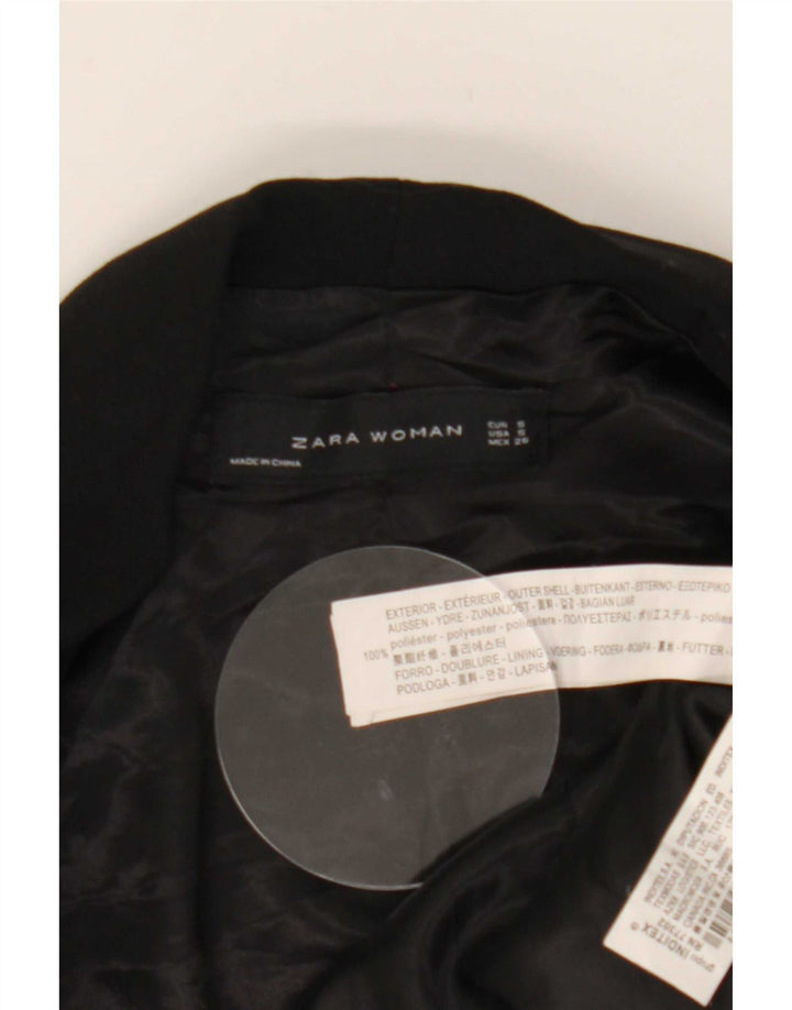 Giacca blazer aperta da donna con maniche a 3/4 Zara UK 10 piccola in poliestere nero