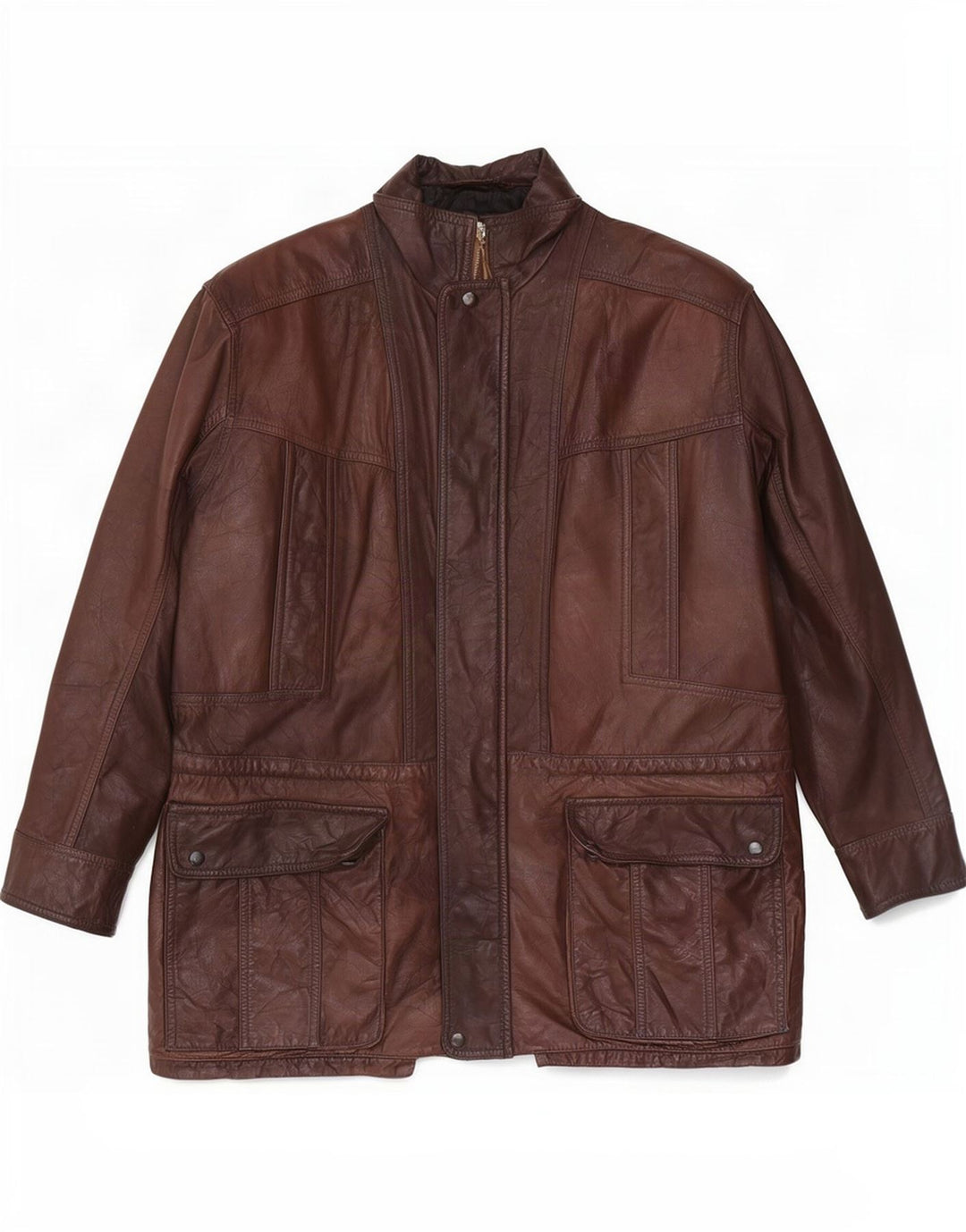 Giacca in pelle vintage da uomo UK 42 XL Marrone
