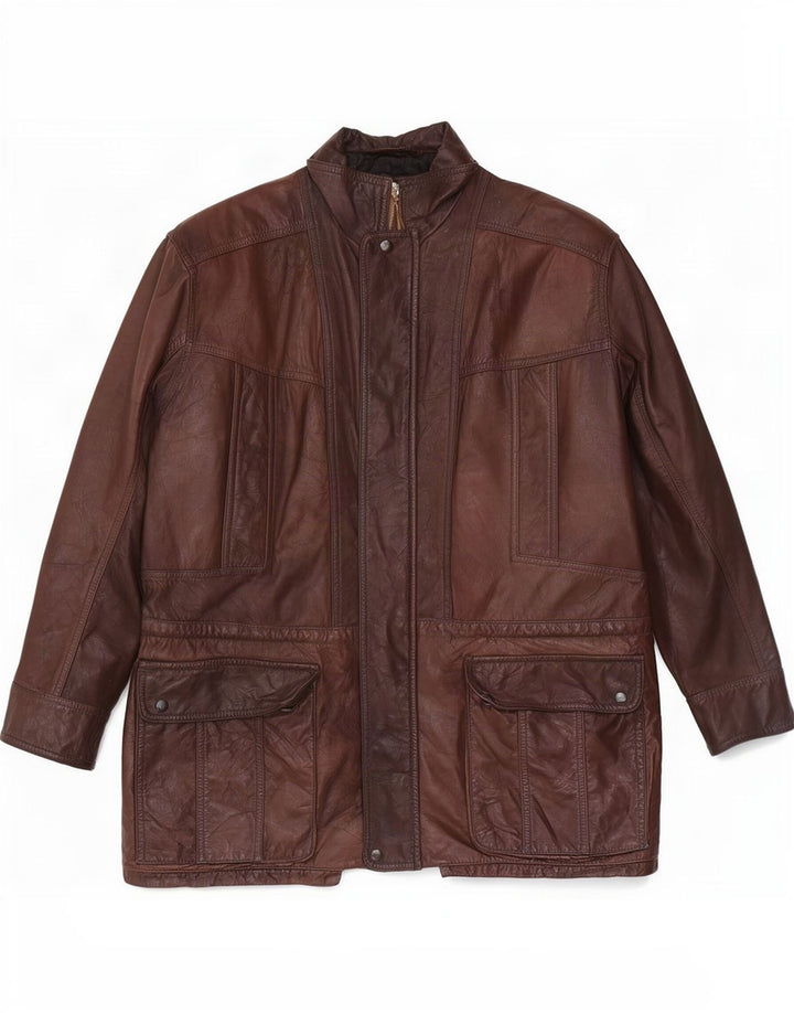 Giacca in pelle vintage da uomo UK 42 XL Marrone
