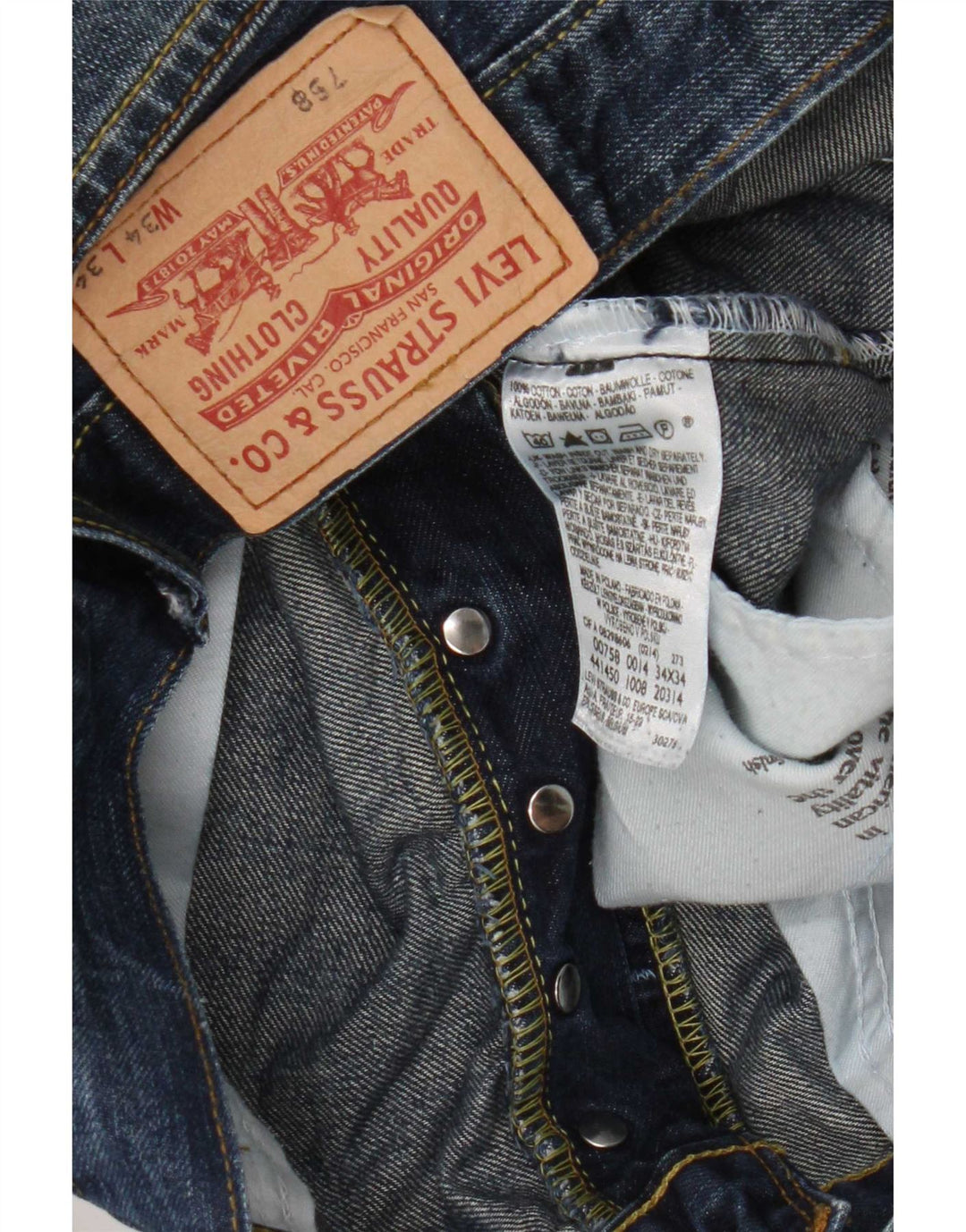 Levi's Uomo 758 Jeans dritti W34 L34 Cotone Blu