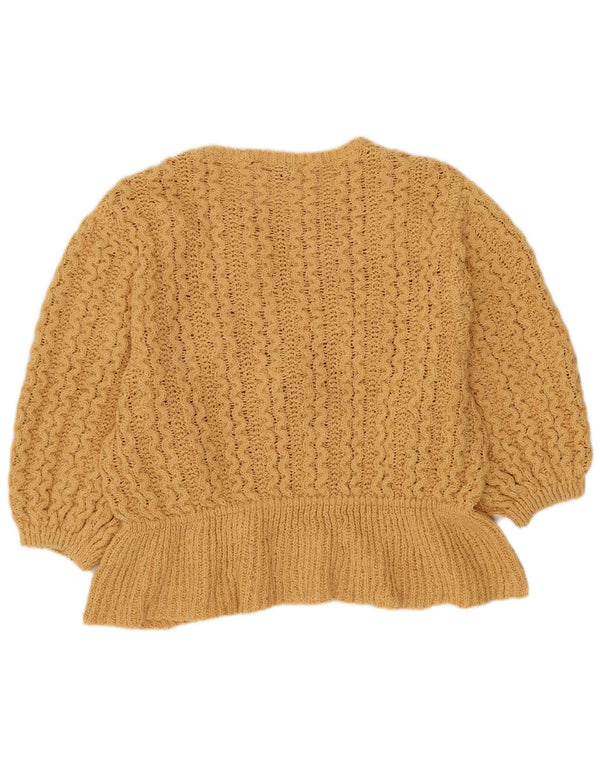 Maglione maglione oversize con scollo a barca da donna Zara UK 10 piccolo beige floreale