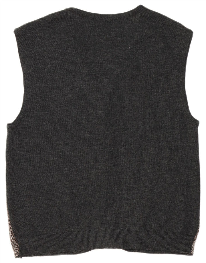 Maglione cardigan senza maniche da uomo Jupiter Lana geometrica grigio medio