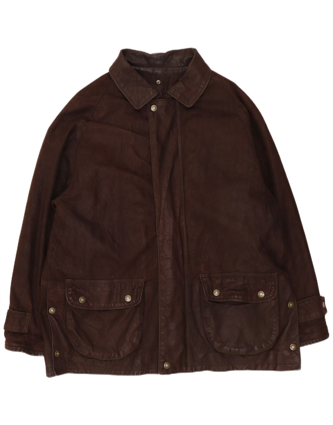 Giacca in pelle da uomo VINTAGE UK 42 XL in pelle marrone