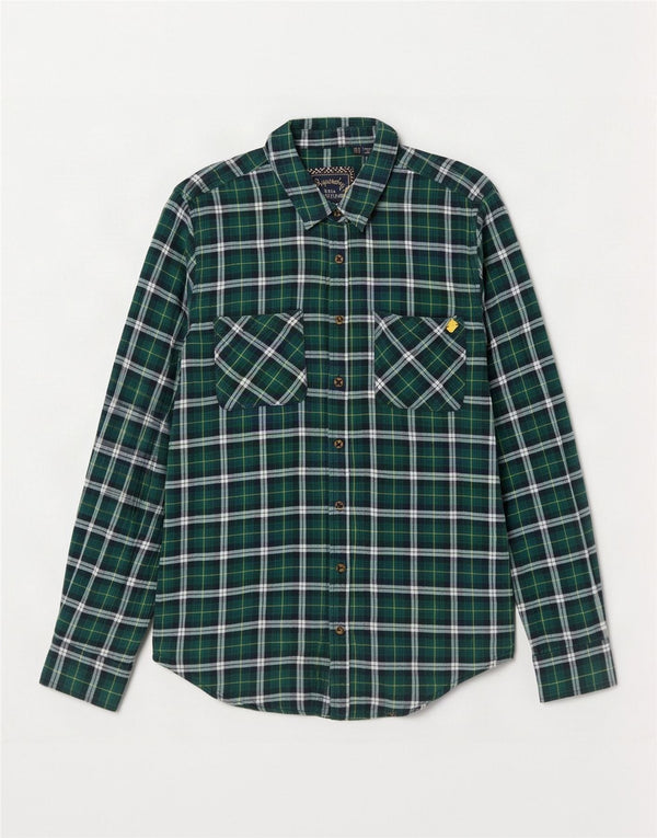 Camicia in flanella da donna Superdry UK 14 cotone a quadri verdi grandi