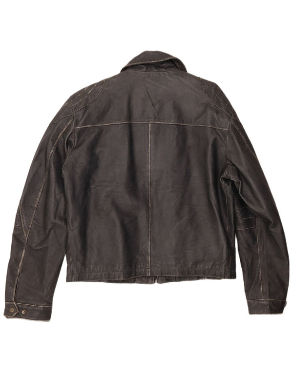 Giacca in pelle vintage da uomo IT 52 XL Nera