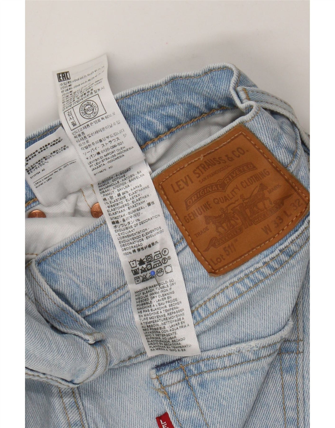 Levi's Donna 511 Jeans slim effetto invecchiato W33 L32 Cotone patchwork blu
