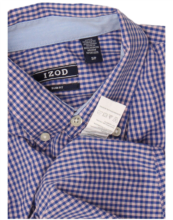 Camicia slim fit da uomo IZOD piccola in cotone a quadretti blu