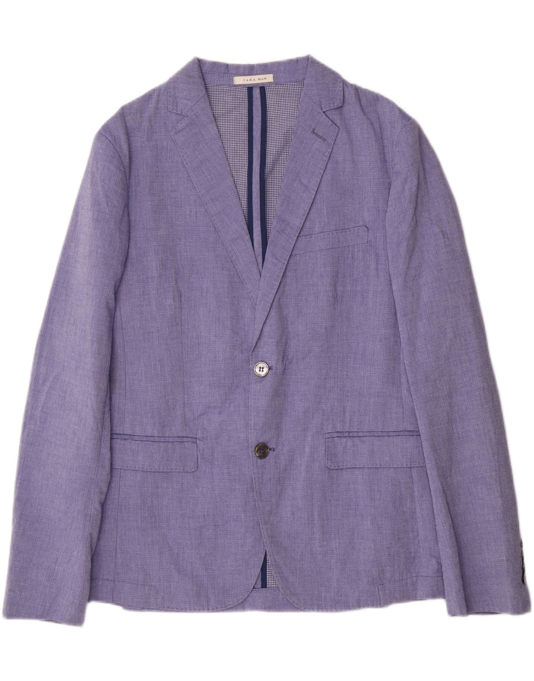 Giacca blazer a 2 bottoni da uomo Zara EU 48 poliestere blu medio