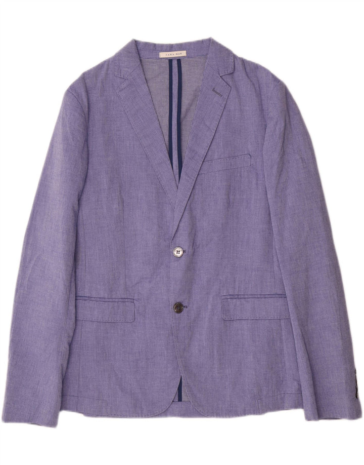 Giacca blazer a 2 bottoni da uomo Zara EU 48 poliestere blu medio