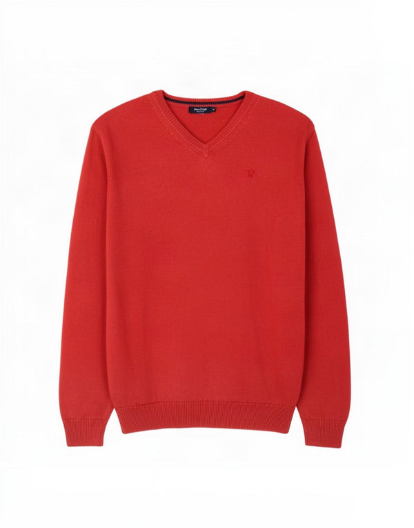 Maglione da uomo con scollo a V James Pringle XL in cotone rosso