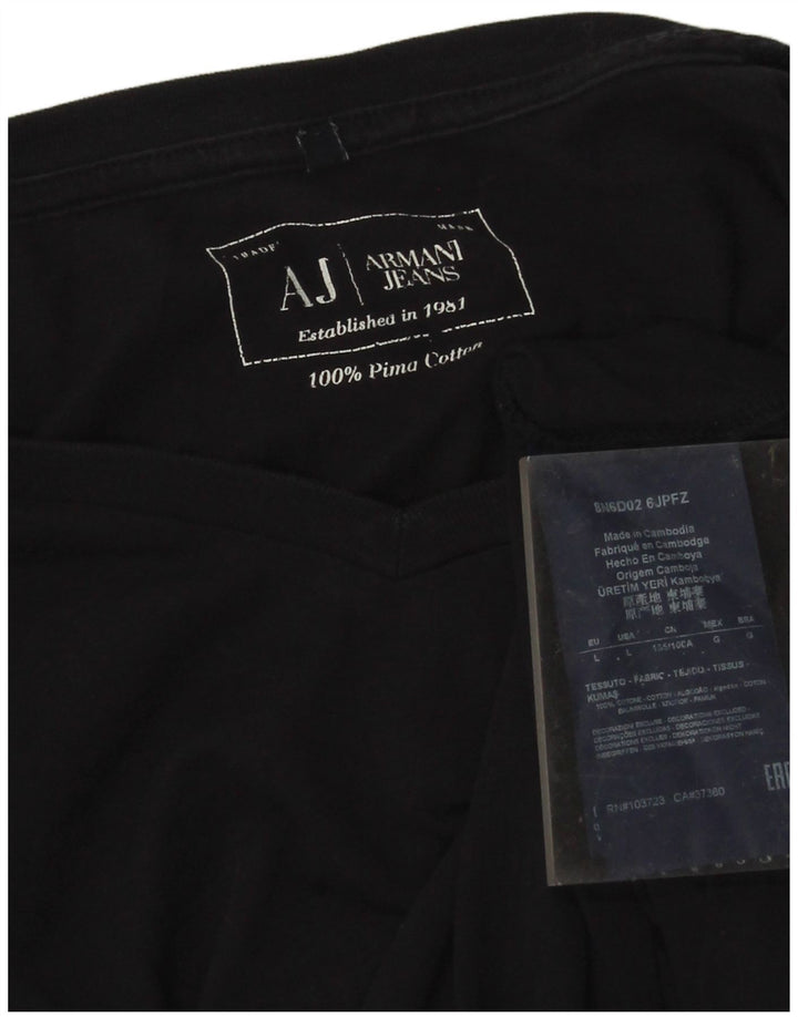 Armani Jeans T-shirt da uomo Top Large in cotone blu navy