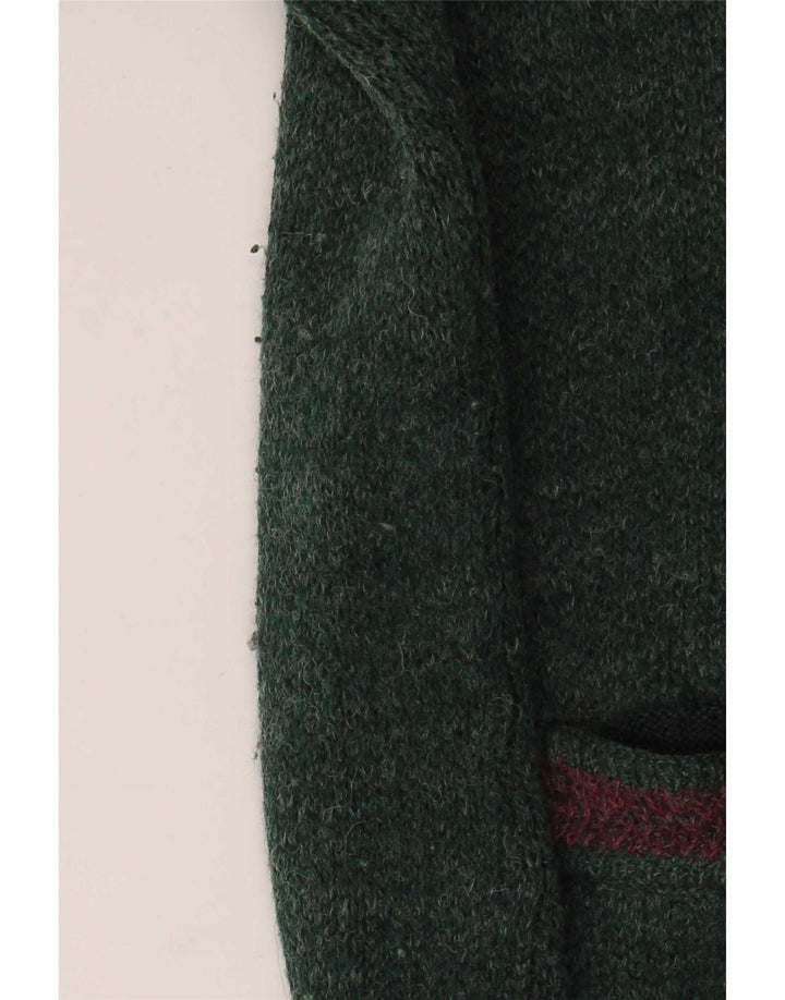 Maglione cardigan da uomo vintage XL in lana verde