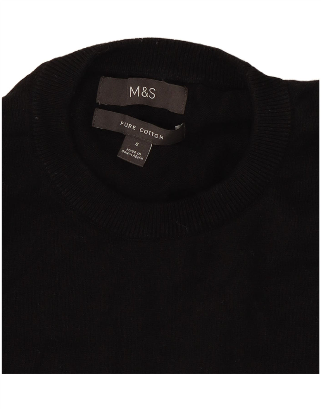 Maglione maglione girocollo da donna Marks & Spencer UK 10 piccolo cotone nero