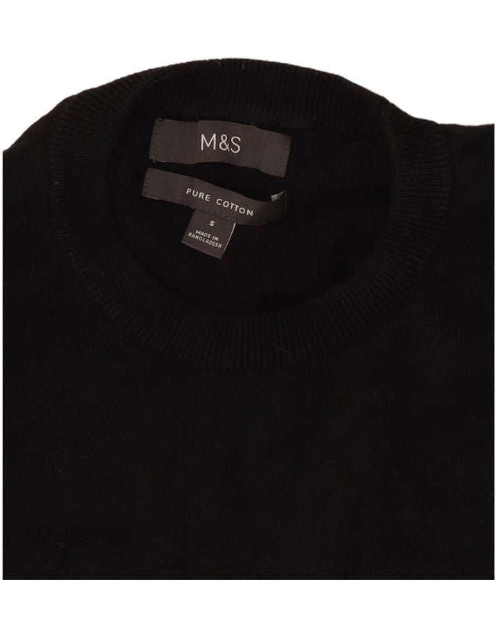 Maglione maglione girocollo da donna Marks & Spencer UK 10 piccolo cotone nero