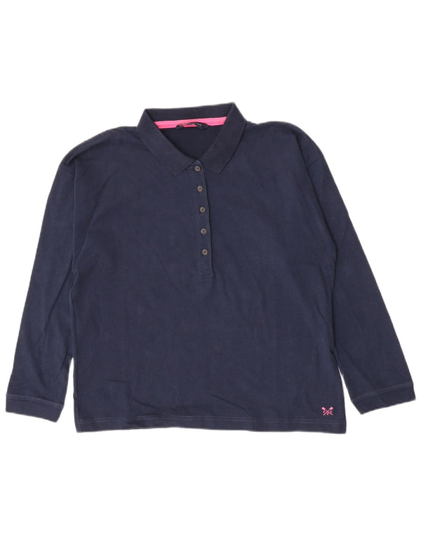 Crew Clothing Womens Long Sleeve Polo Shirt UK 12 Medium Navy Blue
