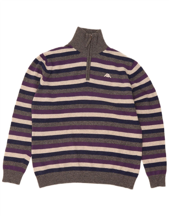 Maglione Kappa da uomo con zip e collo XL in lana a righe multicolore