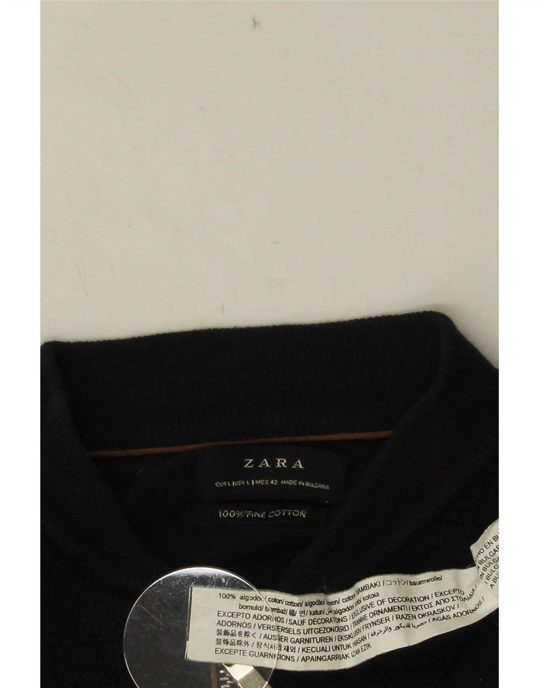 Maglione cardigan da uomo Zara grande in cotone blu navy