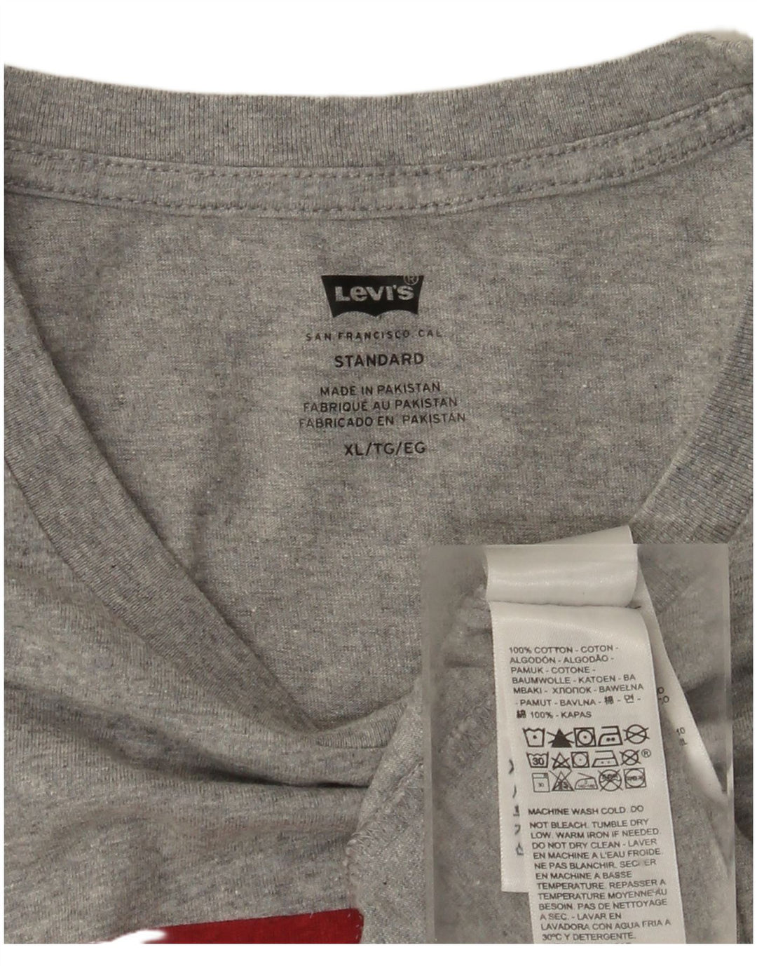 T-shirt grafica standard da uomo Levi's Top XL in cotone grigio