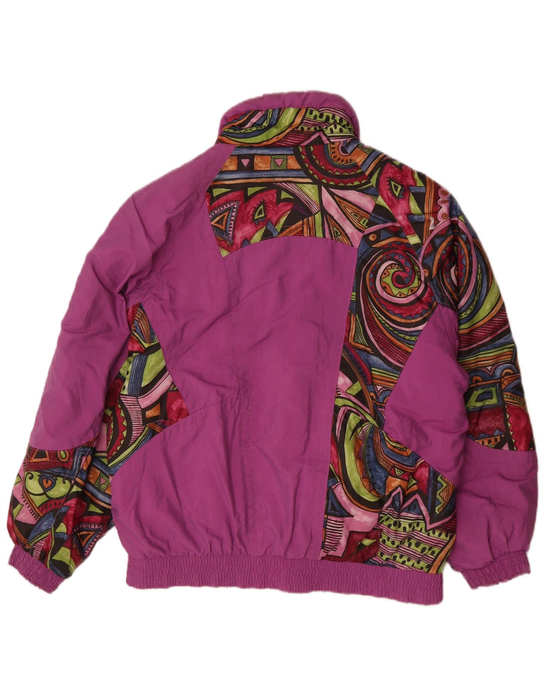 Giacca a vento oversize da donna vintage UK 12 viola medio geometrico