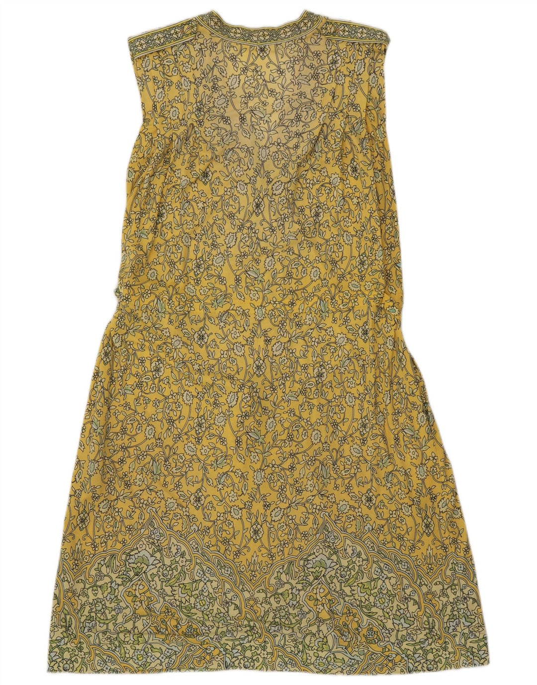 Abito basic vintage da donna senza maniche vestibilità ampia IT 42 Paisley giallo medio