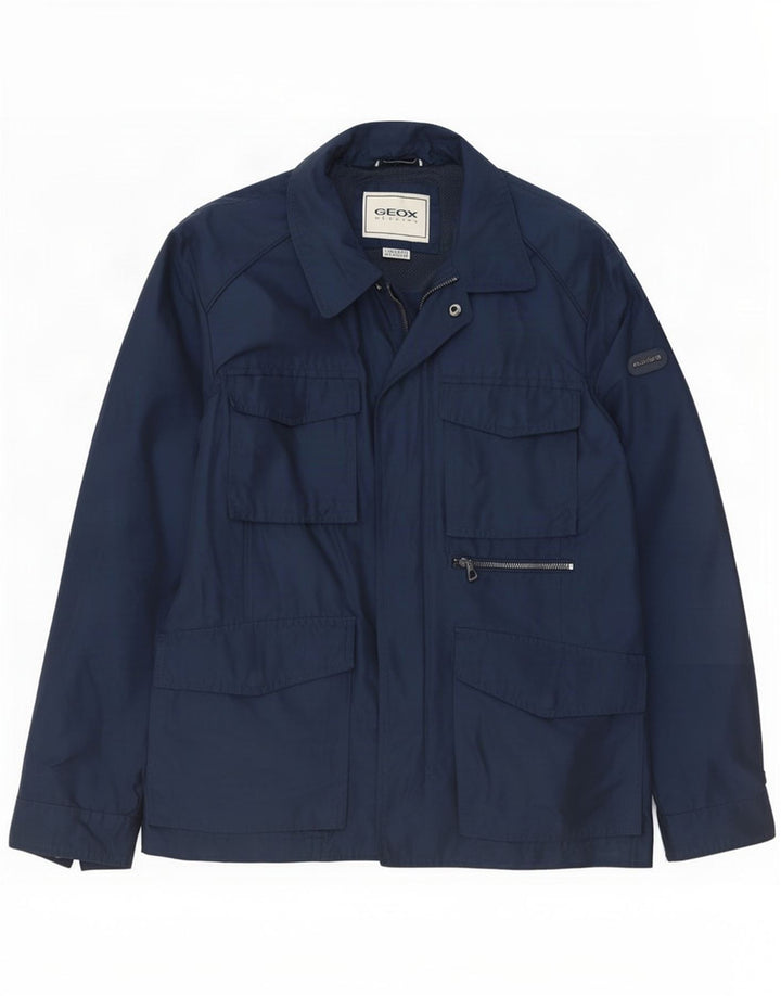 Geox Giacca da uomo Respira Utility UK 40 Large Blu Navy Poliestere