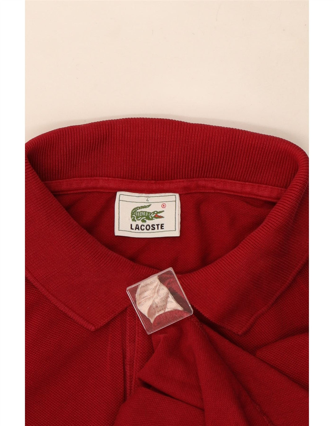 Polo da uomo a maniche lunghe Lacoste taglia 4, cotone rosso medio