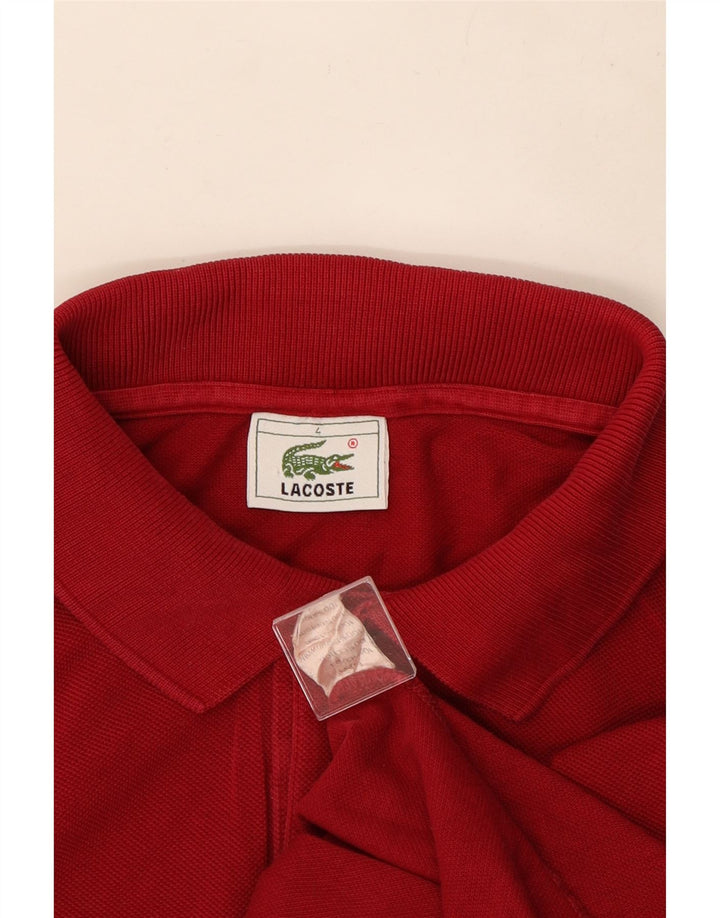 Polo da uomo a maniche lunghe Lacoste taglia 4, cotone rosso medio