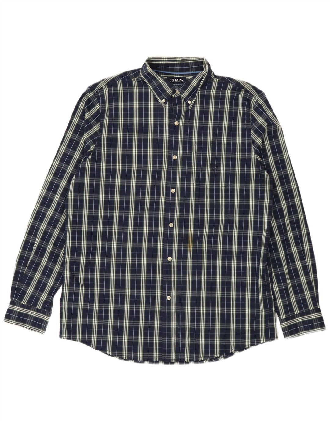 Camicia da uomo Chaps grande in cotone a quadri blu navy