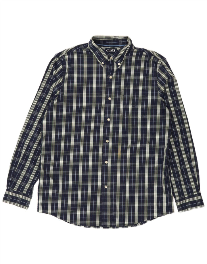 Camicia da uomo Chaps grande in cotone a quadri blu navy