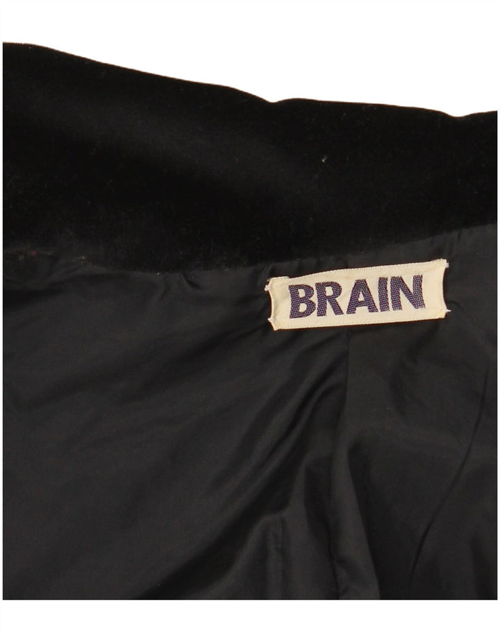 Giacca blazer in velluto da donna a 1 bottone VINTAGE UK 12 media nera