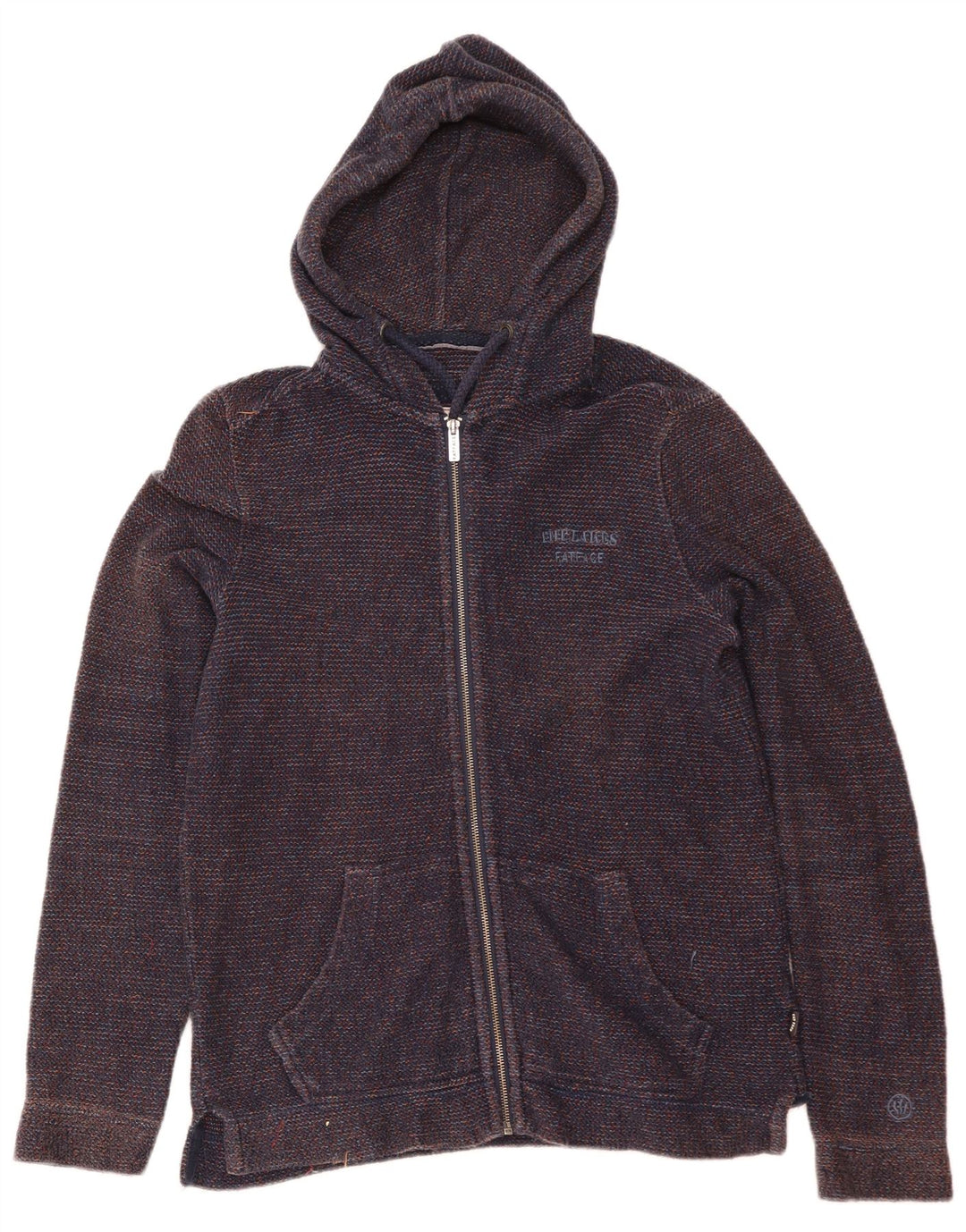 Maglione con cappuccio e zip da uomo Fat Face piccolo in cotone blu navy