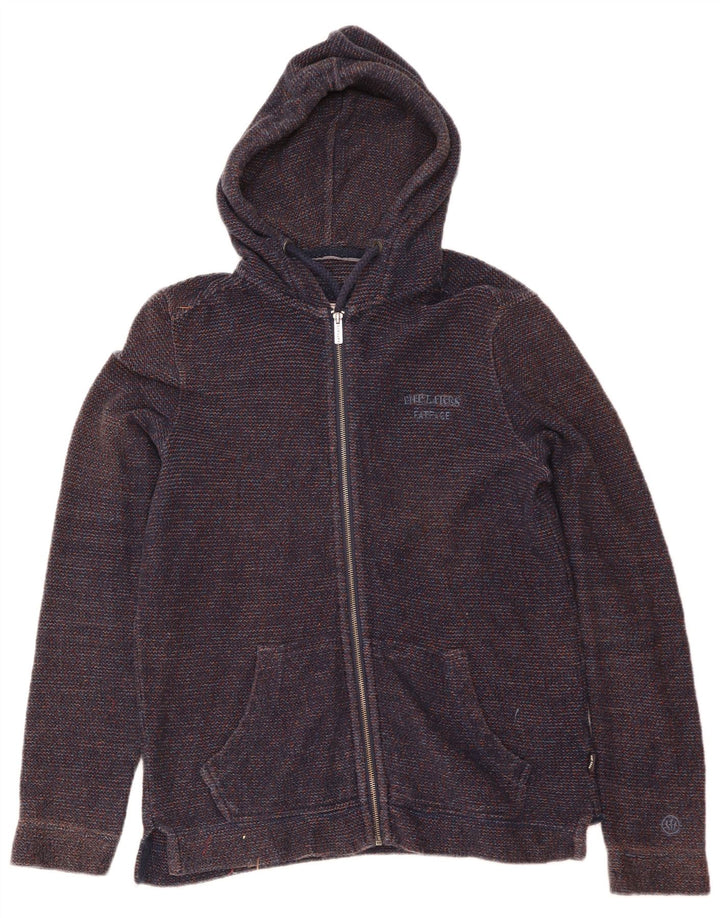 Maglione con cappuccio e zip da uomo Fat Face piccolo in cotone blu navy