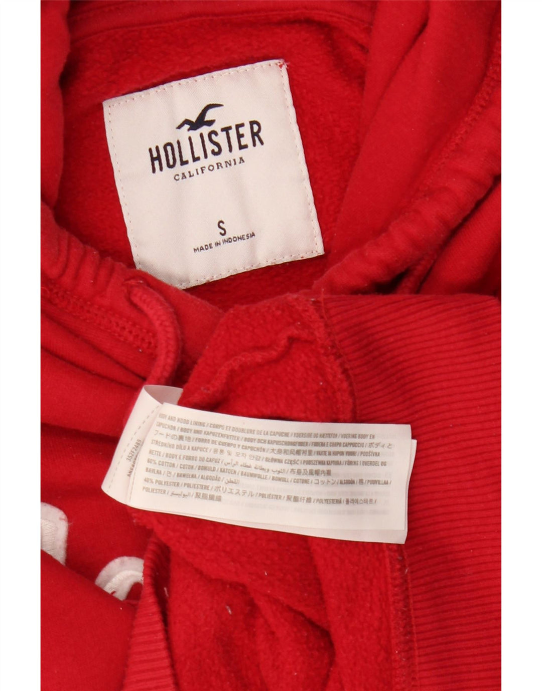 Maglione con cappuccio grafico da donna HOLLISTER UK 10 piccolo cotone rosso