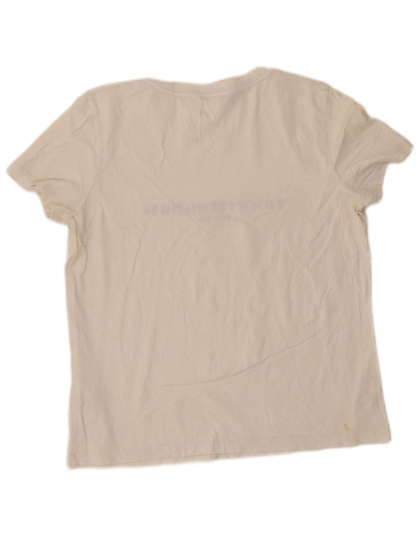 T-shirt grafica da donna Tommy Hilfiger Top UK 14 cotone bianco medio