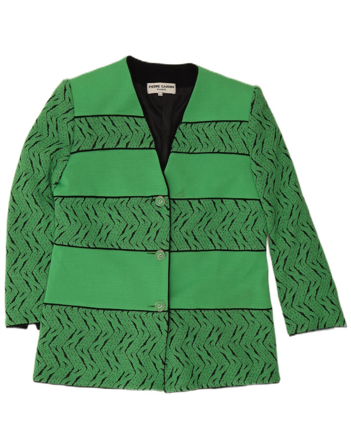 Giacca blazer da donna a 3 bottoni Pierre Cardin EU 44 XL lana geometrica verde