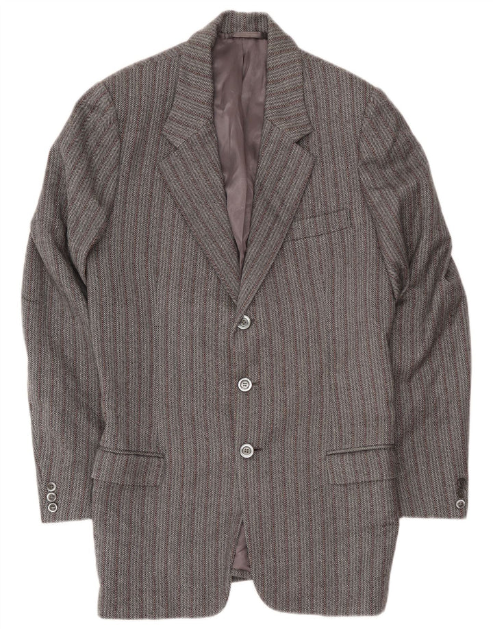 Giacca blazer vintage da uomo a 3 bottoni UK 38 a righe grigio medio