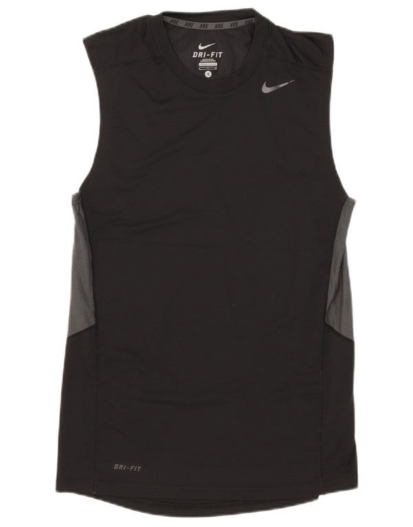 Canotta Nike Dri Fit da uomo, piccola, in poliestere color block nero