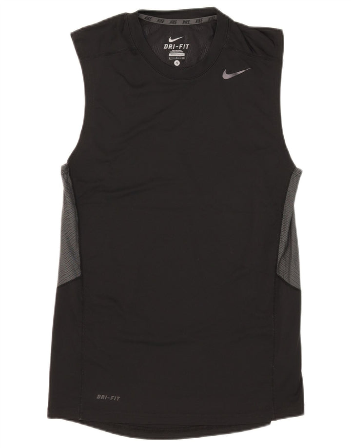 Canotta Nike Dri Fit da uomo, piccola, in poliestere color block nero