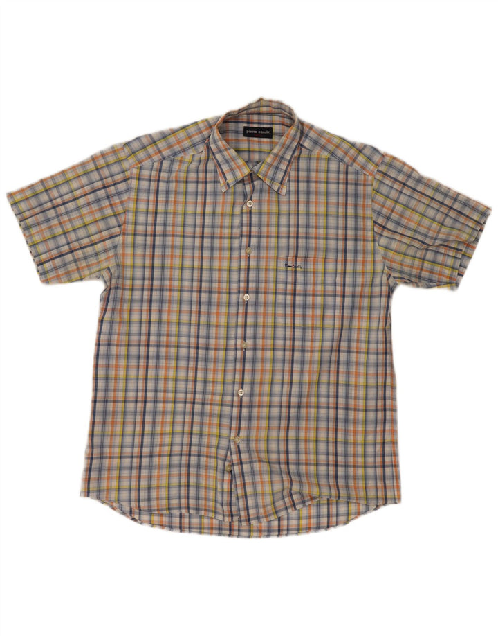 Camicia a maniche corte da uomo Pierre Cardin taglia 41 grande quadretto multicolore