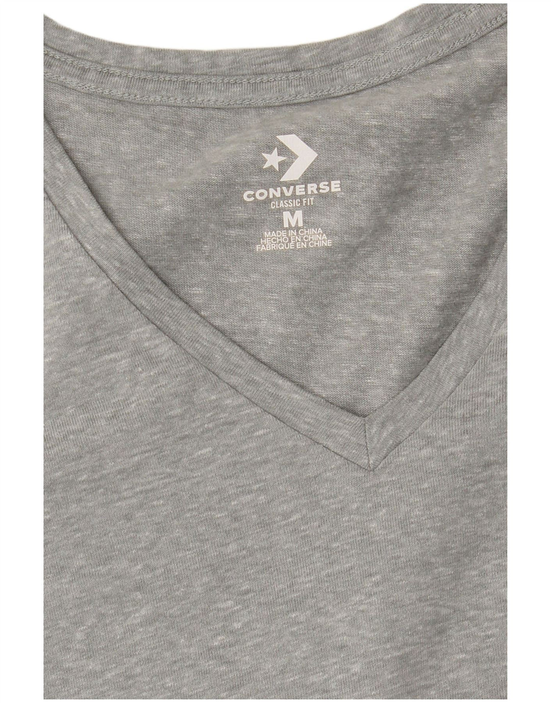 CONVERSE Womens Classic Fit Graphic T-Shirt Top UK 12 Medium Grey Cotton