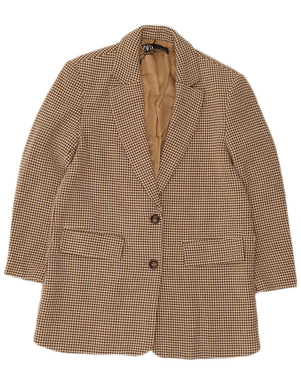 Giacca blazer oversize a 2 bottoni da donna Zara UK 6 XS pied de poule beige