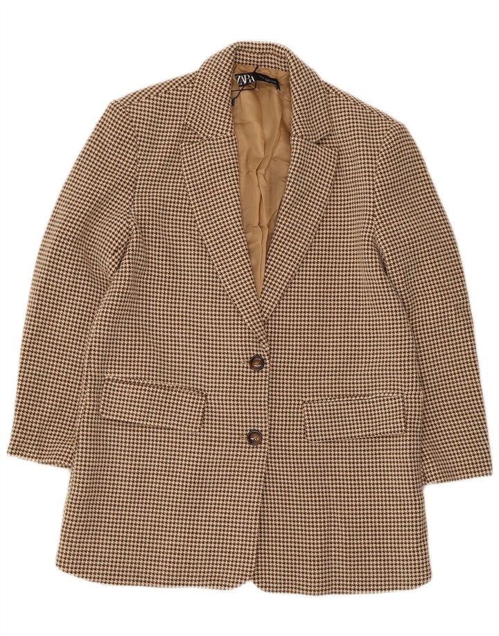 Giacca blazer oversize a 2 bottoni da donna Zara UK 6 XS pied de poule beige