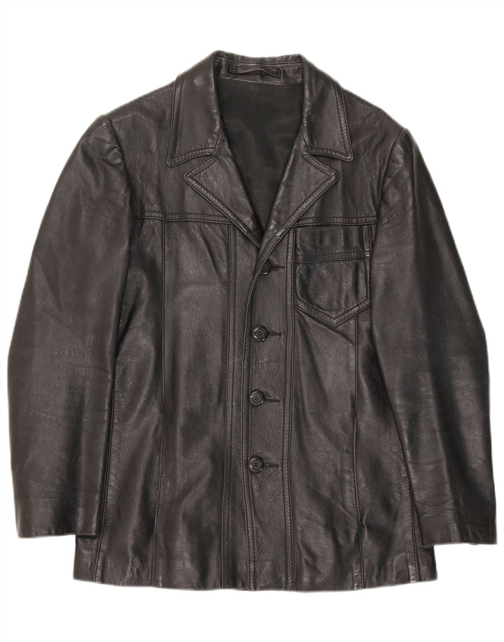 Giacca in pelle vintage da uomo IT 48 in pelle nera media