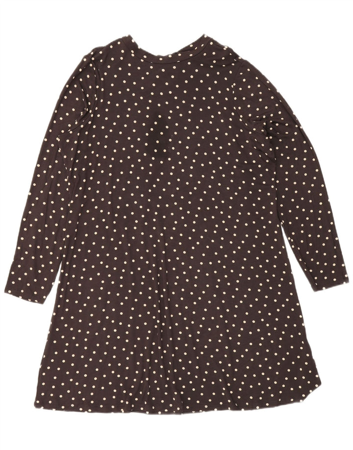 MARKS & SPENCER Abito da donna a trapezio con cravatta sul davanti UK 18 XL Marrone a pois
