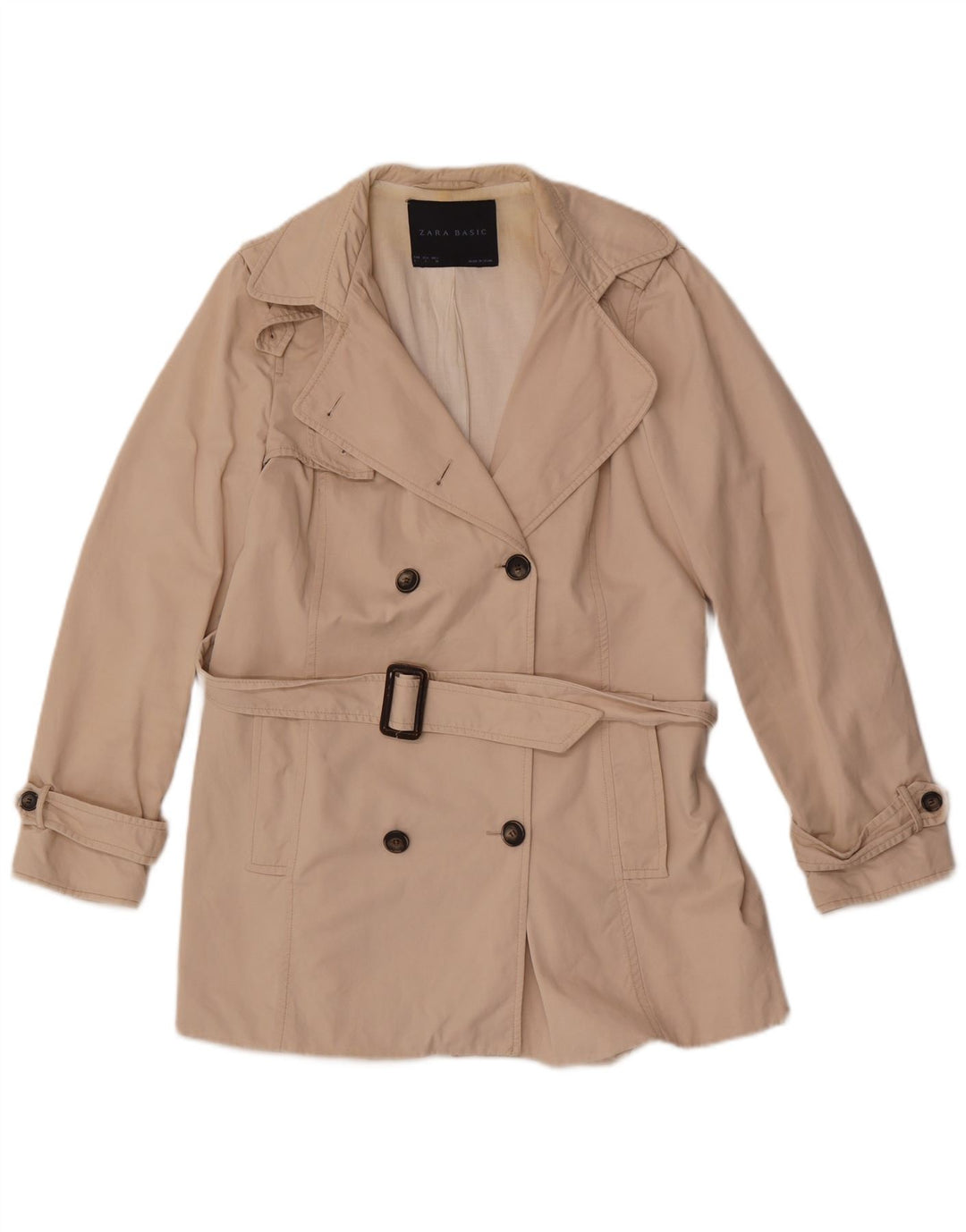 Trench corto da donna Zara UK 16 grande in cotone beige