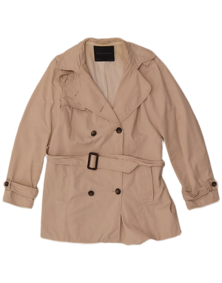 Trench corto da donna Zara UK 16 grande in cotone beige