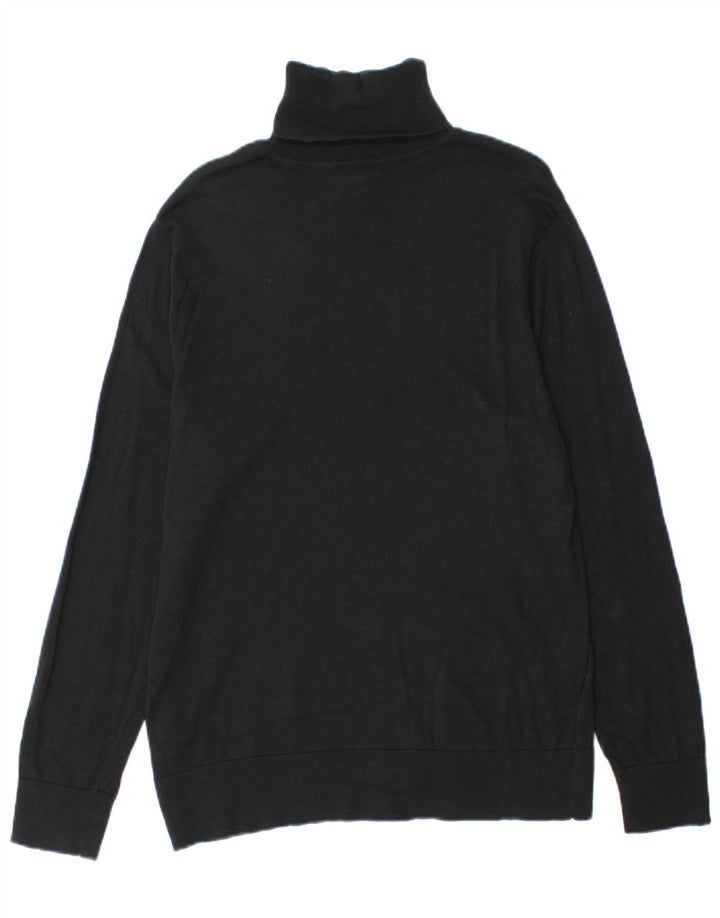 Maglione maglione collo alto da donna Chaps UK 16 grande cotone nero