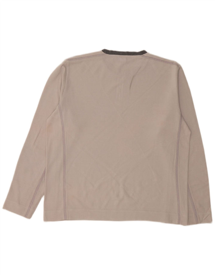 Top HUGO BOSS da uomo a maniche lunghe XL in cotone color block bianco sporco